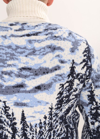 Молочний зимовий светр чоловічий молочний зимовий принт з риссю Pulltonic Прямой