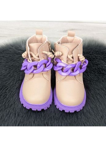Пудровые повседневные осенние ботинки детские для девочки демисезонные Канарейка