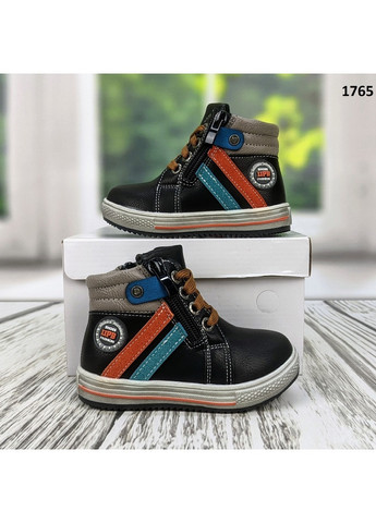 Черные повседневные осенние ботинки детские демисезонные для мальчика С.Луч