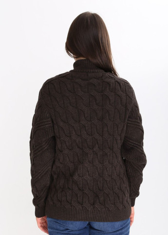Коричневий зимовий светр жіночий коричневий на блискавці зимовий з косами Pulltonic Прямая