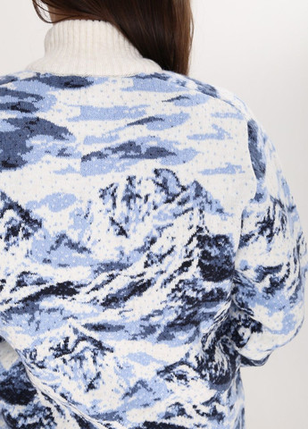 Белый зимний свитер женский белый зимний с волками на молнии Pulltonic Прямая