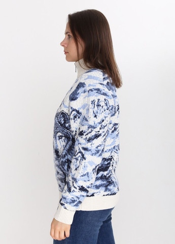 Белый зимний свитер женский белый зимний с волками на молнии Pulltonic Прямая