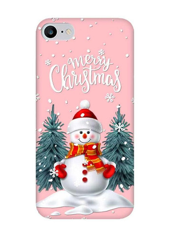 Матовый розовый чехол на iPhone 7 / 8 Снеговик (новогодний принт 152) Creative (262820851)