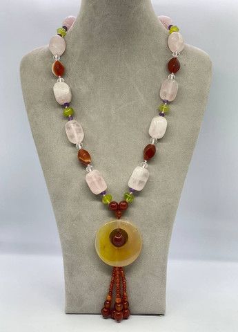 Намисто Рожевий Кварц і Сердолік 58 см No Brand (262821990)