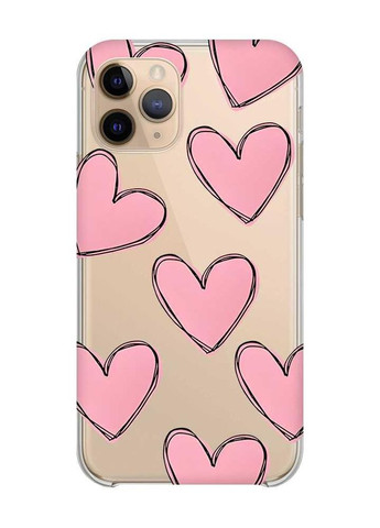 Прозрачный чехол на Apple iPhone 11 Pro (5,8) Сердечка розовые (принт 78) Creative (262812937)