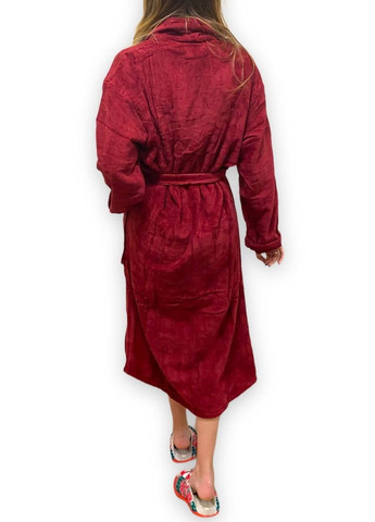 Жіночий халат "Anna" бордовий велюровий з капюшоном L No Brand (262890844)