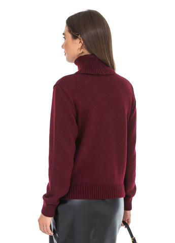 Бордовий зимовий класичний жіночий светр SVTR