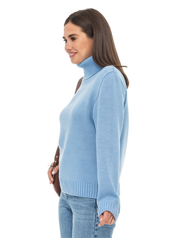 Блакитний зимовий класичний жіночий светр SVTR