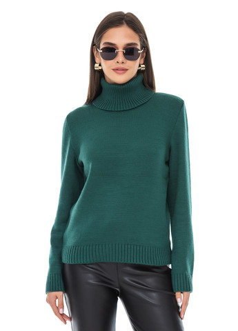 Темно-зеленый зимний классический женский свитер SVTR