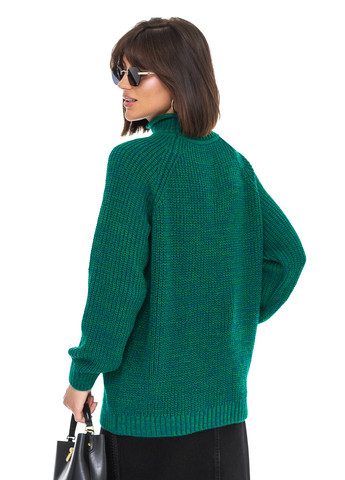 Темно-зеленый меланжевый свитер крупной вязки. SVTR