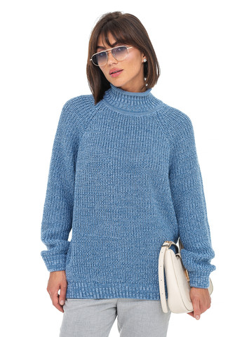 Сіро-голубий меланжевий светр об’ємної в'язки SVTR