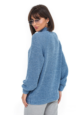 Сіро-голубий меланжевий светр об’ємної в'язки SVTR
