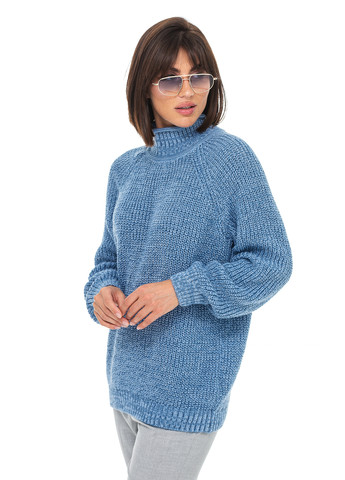 Серо-голубой меланжевый свитер крупной вязки. SVTR