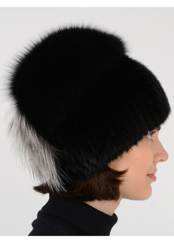 Жіноча хутряна норкова в'язана шапка з помпоном Меховой Стиль колибри (262977396)