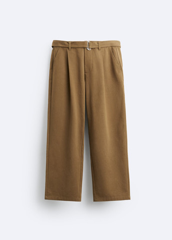 Серо-бежевые классические демисезонные брюки Zara