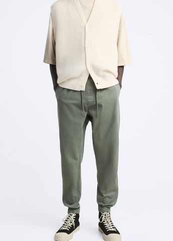 Серо-зеленые повседневный демисезонные брюки Zara