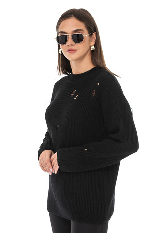 Черный женский свитер с дырками. SVTR