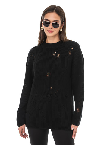 Черный женский свитер с дырками. SVTR