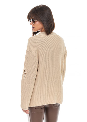 Бежевий жіночий светр з дірками SVTR