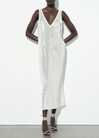Белое вечернее платье Zara однотонное