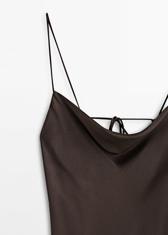 Темно-коричнева вечірня сукня Massimo Dutti однотонна