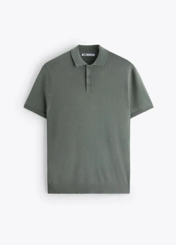 Оливковая футболка-поло для мужчин Zara
