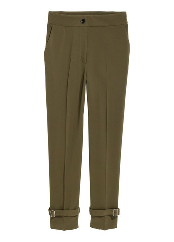 Оливковые классические демисезонные брюки H&M