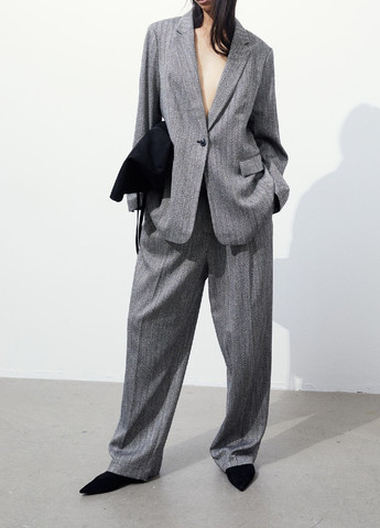 Серый кэжуал пиджак H&M - геометрический - демисезонный
