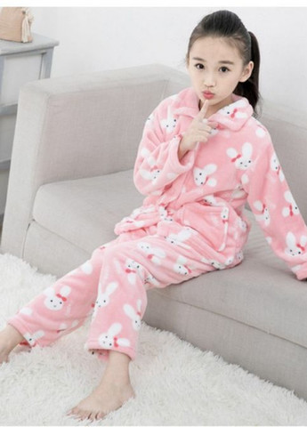 Розовая всесезон пижама детская теплая кролик catt 110 розовый No Brand