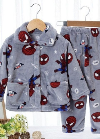Серая всесезон пижама детская теплая человек паук catt 100 серый No Brand