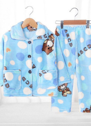 Голубая всесезон пижама детская теплая алфавит медведь catt 120 голубой No Brand