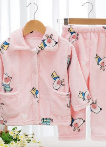 Розовая всесезон пижама детская теплая пес жужа catt 100 розовый No Brand