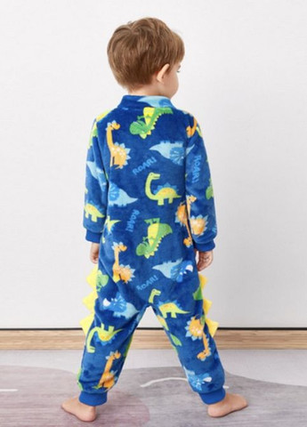 Синяя всесезон кигуруми динозавр детский костюм catt 100 синий No Brand
