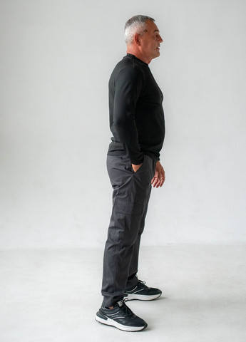 Чорний демісезонний костюм зі штанів карго та лонгсліва GorLin