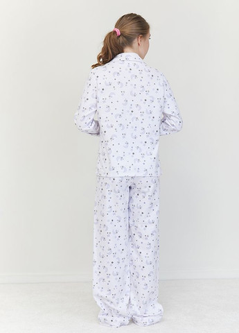 Белая всесезон пижамный костюм из фланели с брюками moon Forly