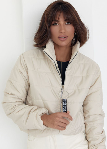Молочна демісезонна жіноча демісезонна куртка на блискавці Lurex