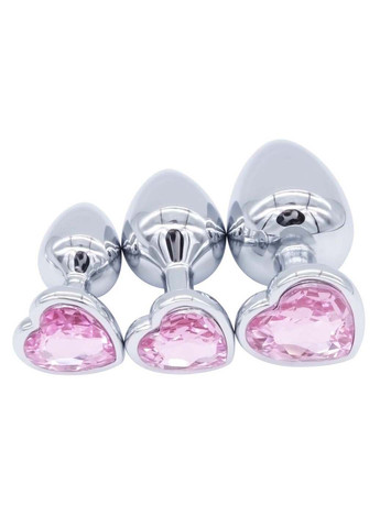 Набор хромированных анальных пробок с розовыми кристаллами S M L We Love (263348489)