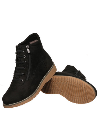 Черевики жіночі зимові низькі теплі на блискавці зі штучної замші для прогулянок чорні 1287-62-12 Башили (263278016)