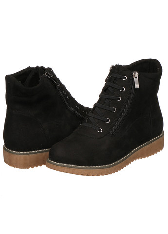 Черевики жіночі зимові низькі теплі на блискавці зі штучної замші для прогулянок чорні 1287-62-12 Башили (263278016)