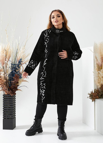 Черное демисезонное Пальто с альпаки Hand Made