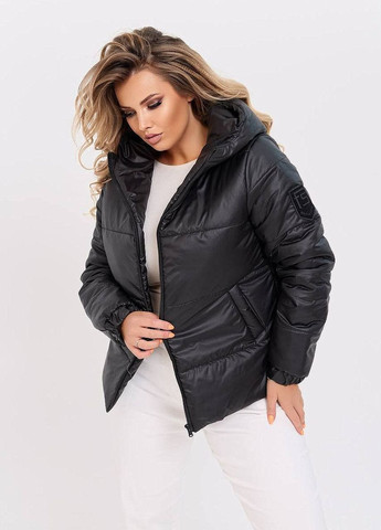 Чорна демісезонна жіноча куртка великих розмірів Liton