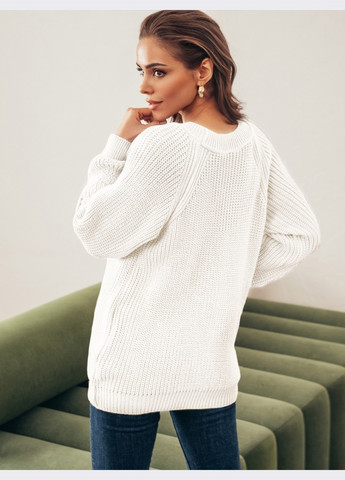 Молочный демисезонный шерстяной джемпер свободного кроя молочного цвета Dressa