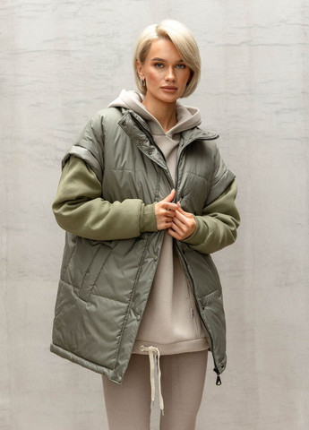 Оливковая зимняя куртка-жилет Liton