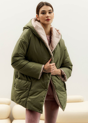Оливкова зимня двостороння куртка Liton