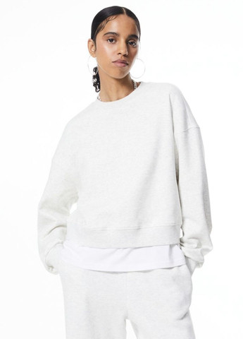 Світшот на флісі H&M - Вільний крій меланж світло-сірий кежуал трикотаж - (263279316)
