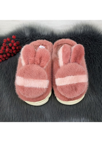 Пудровые тапочки детские меховые без задника Fashion