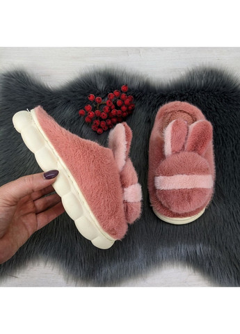 Пудровые тапочки детские меховые без задника Fashion