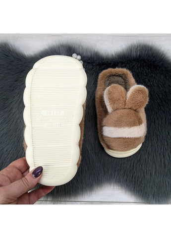 Коричневые тапочки детские меховые без задника Fashion