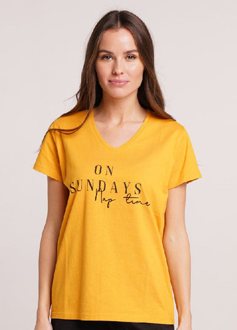 Жовта літня бавовняна футболка з принтом Naviale 100033 Sun Days