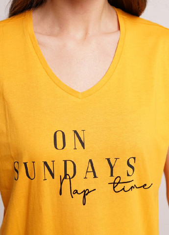 Желтая летняя хлопковая футболка с принтом Naviale 100033 Sun Days